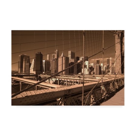 Monte Nagler 'Brooklyn Bridge And Lower Manhattan New York' Canvas Art,12x19